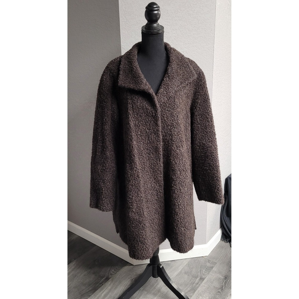 Cinzia Rocca Alpaca Mohair Wool Teddy Coat Brown Italy Luxury Women's Size 12